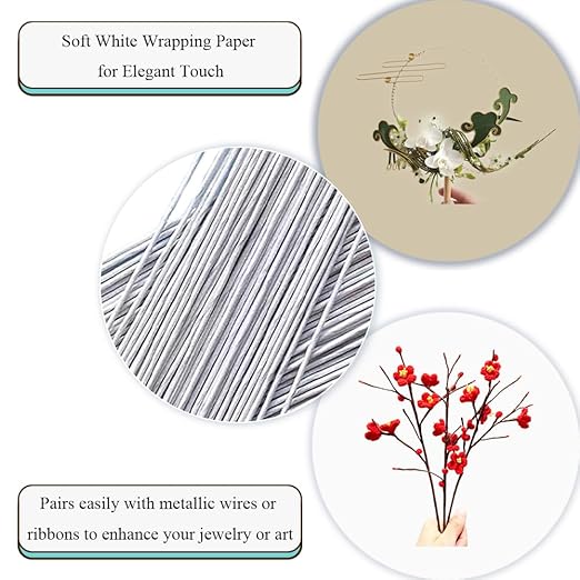 HAHIYO 22Gauge White Paper-Wrapped Metal Floral Wire 14 Inches, 70 Pack - Image 4
