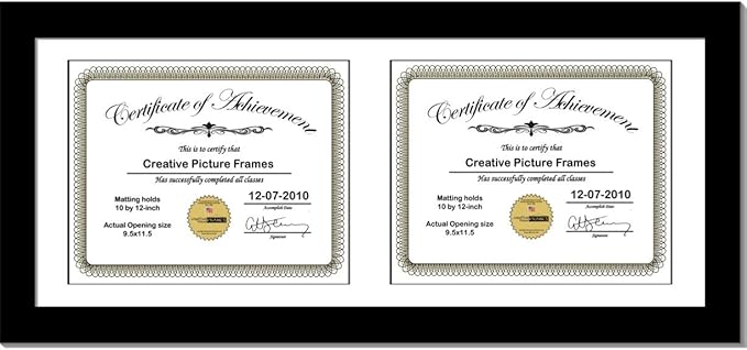 Creative Picture Frames 14X30Bk-W Black Horizontal Double Diploma Frame by CreativePictureFrames