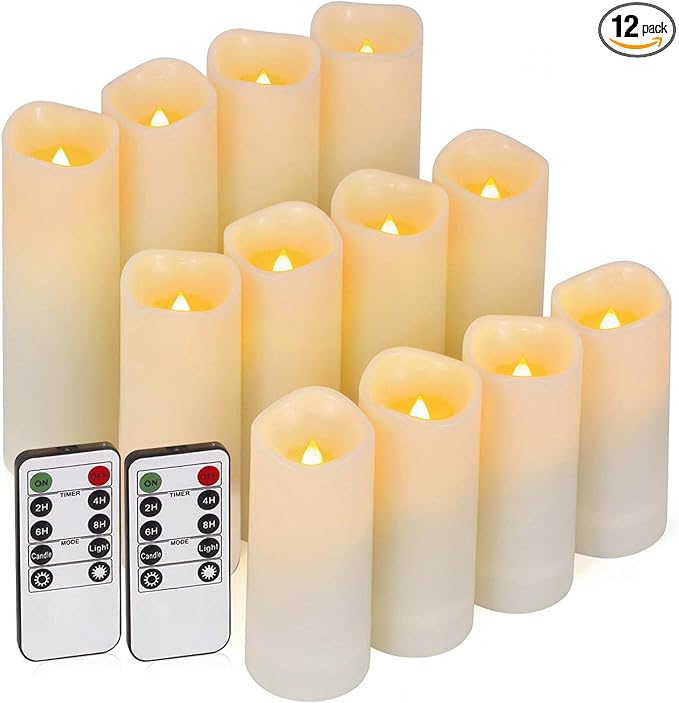 Enido 12 Pc Flameless LED Candles by outdoorcandleswithremote