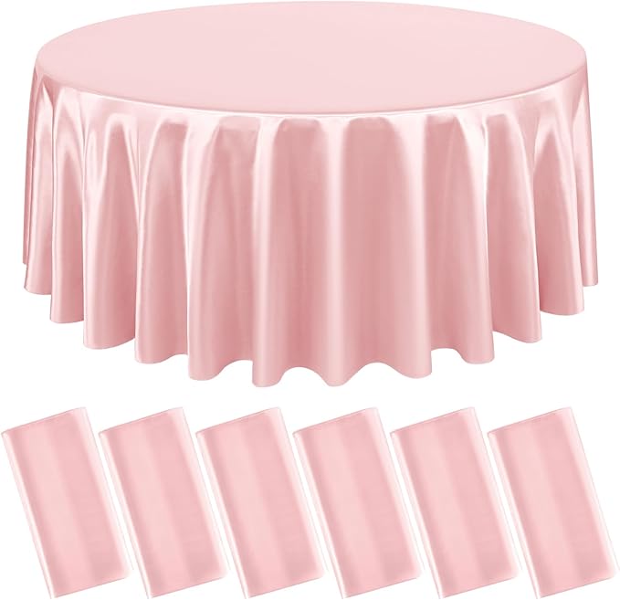 6 Packs Satin Tablecloth 120 Inch Rose Gold Round Table Cloth Silk Tablecloth by Lumaycens