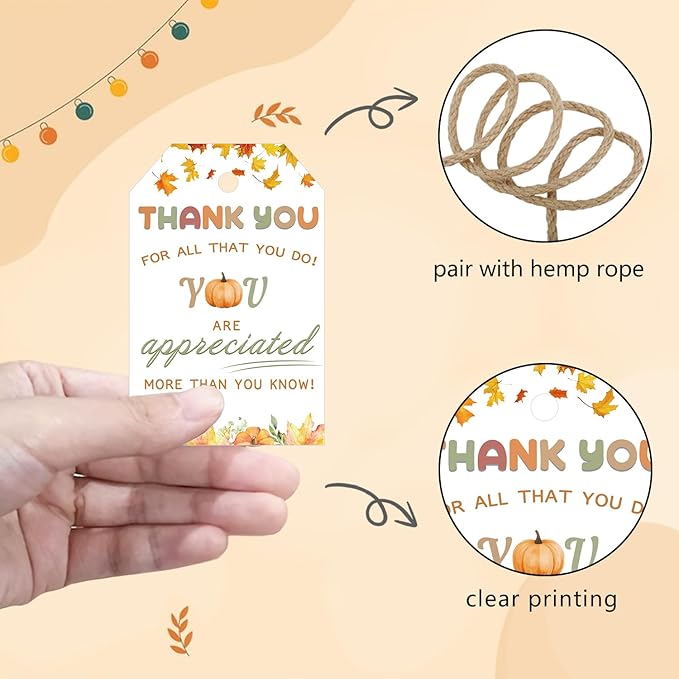 50pcs Thanksgiving Thank You Gift Tags, Friendsgiving Favor Tags - Image 3