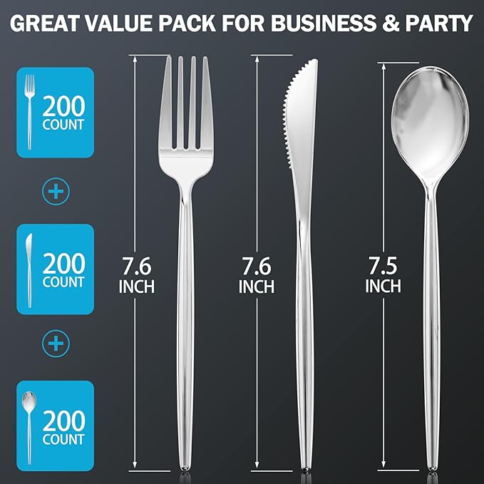 SUT 600PCS Heavy Duty Disposable Silverware - Image 2