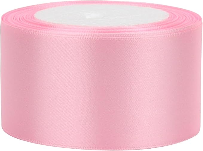 Pink Solid Satin Ribbon 2 Inch 25 Yards Solid Polyester Fabric Ribbon - Image 6