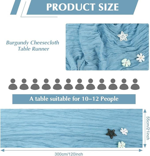 10 Pack Baby Blue Cheesecloth Table Runner -21*120Inch Long Boho Wedding Table - Image 2
