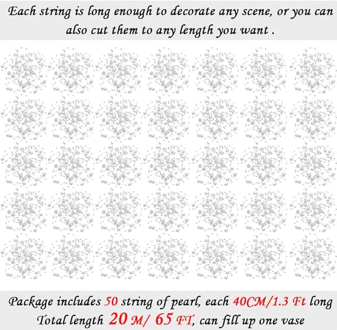 50pcs Pearls String Beads of Pearls, 10+5mm White Artificial Pearl String - Image 2