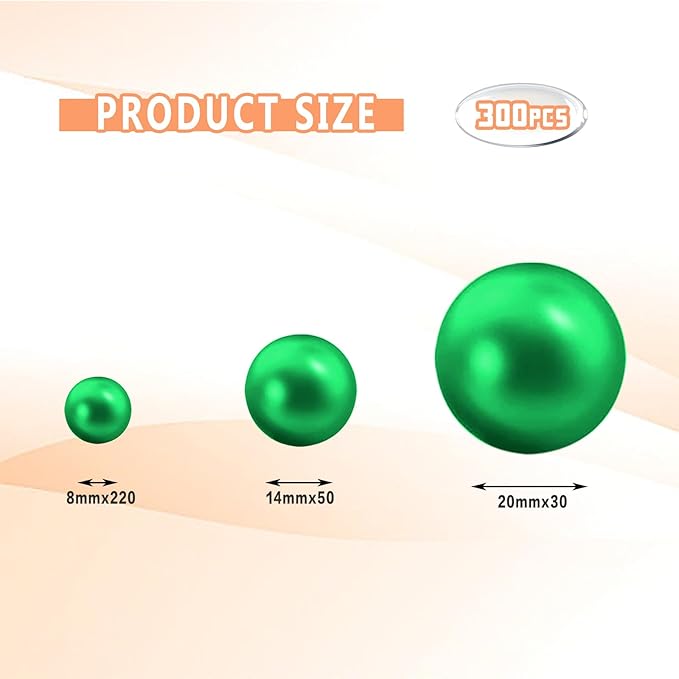 300Pcs Vase Filler Green No Hole Faux Pearl Beads - Image 2