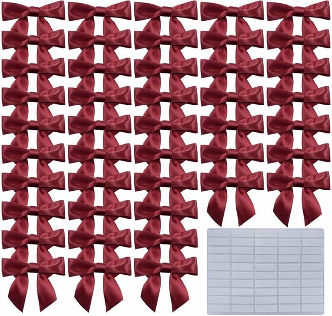 2.5" Hgzgch Burgundy Satin Ribbon Bow by Unknown