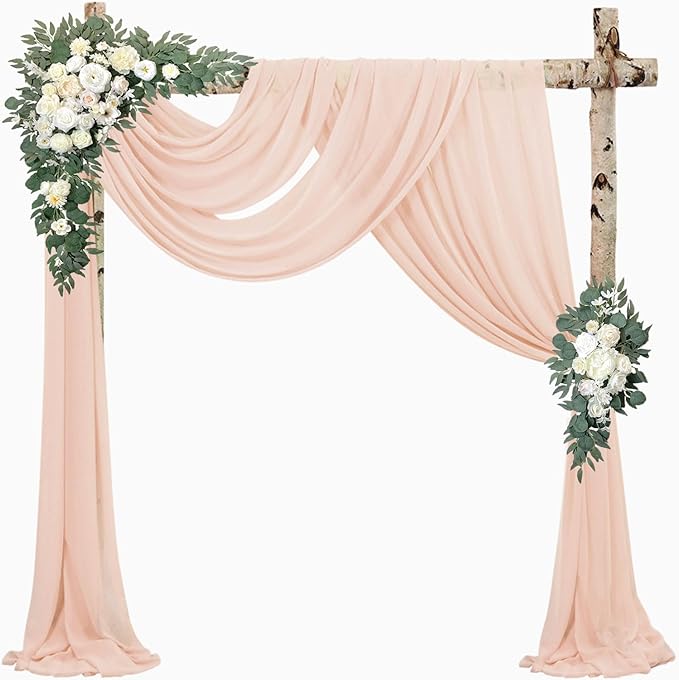 2 Panels 20Ft Length x 28" Width Light Peach Wedding Arch Draping Fabric Arch by Sunnyline