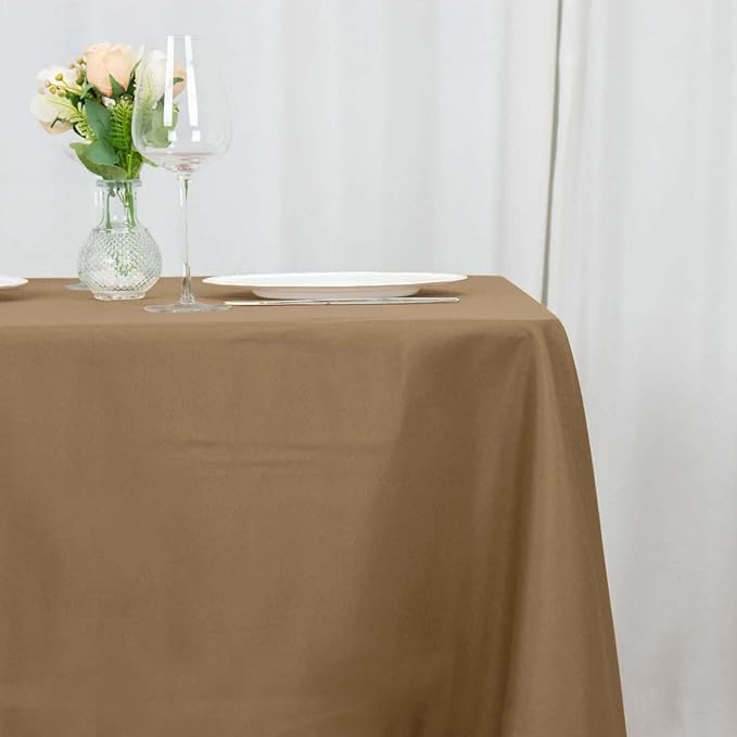 Efavormart 70" Square Linens Taupe Wholesale Linens Polyester Square Linen - Image 2
