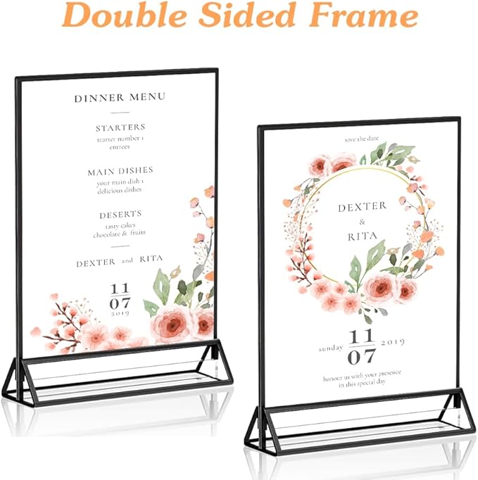 12PCS Acrylic Black Sign Holders, Wedding Table Sign Double Sided Holder - Image 3