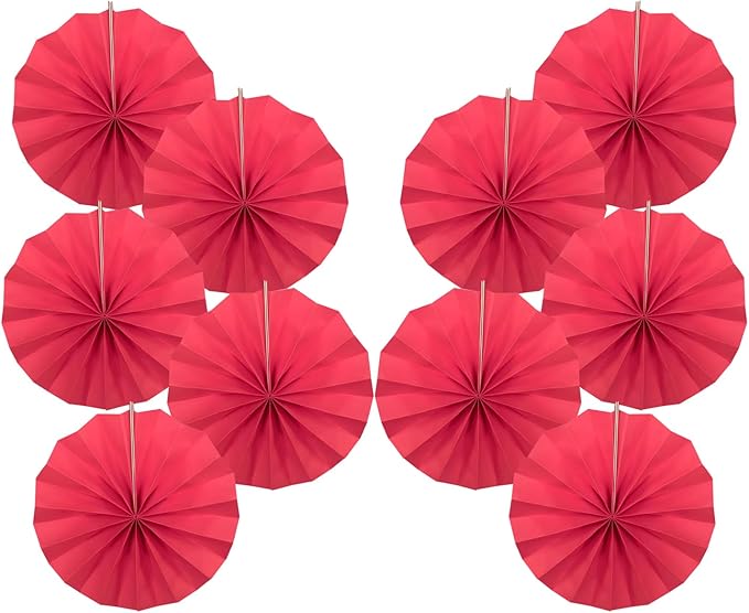 Red Birthday Decorations, DIY Red Paper Fans Hanging Decoration, Party Supplies by BARTHEW