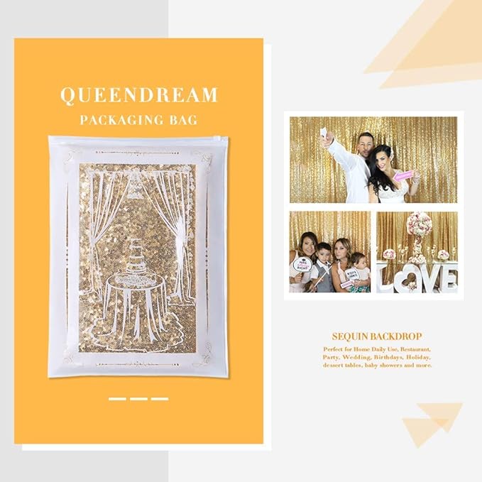 7ft x 7ft Gold Sequin Backdrop Curtain Glitter Photo Booth Backdrop - Image 9