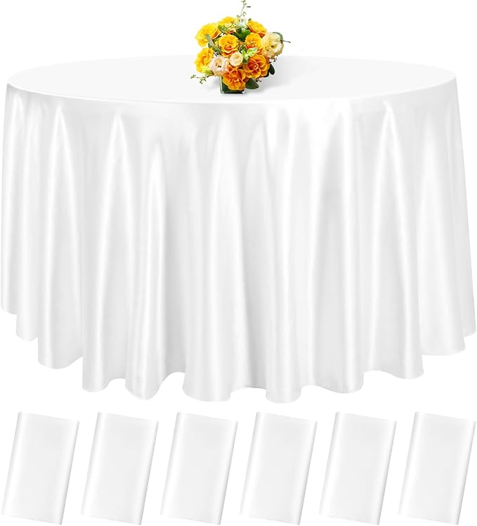 12 Pack 108 Inch White Satin Tablecloth by fani