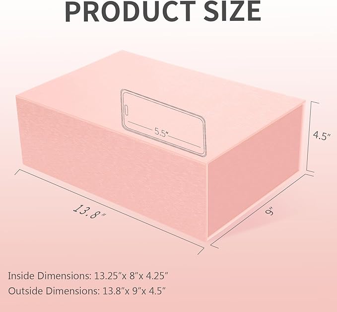Rinrda Large Pink Gift Box, 13.75"x9"x4.5", Gift Boxes - Image 2