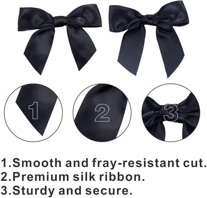 2.5" Hgzgch Black Satin Ribbon Bow - Image 3