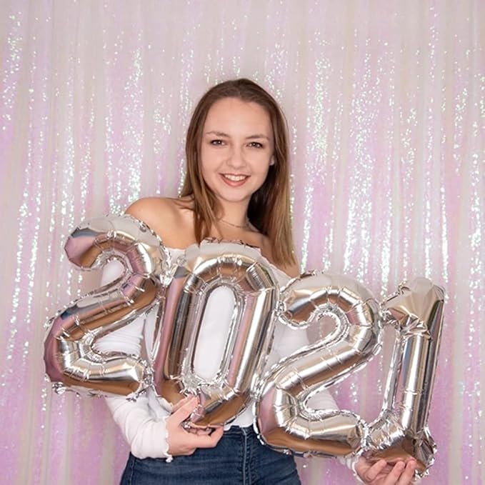 Poise3EHome 7FT x 7FT Iridescent Sequin Photography Backdrop Curtain - Image 2
