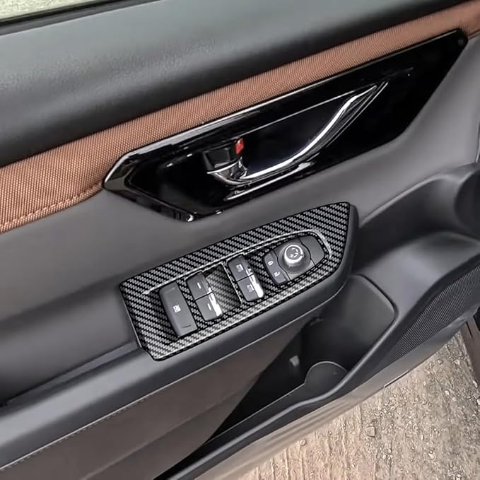 4pcs Carbon Fiber Style Front Rear Doors Window Glass Lift Switch Panel Cover - Image 3