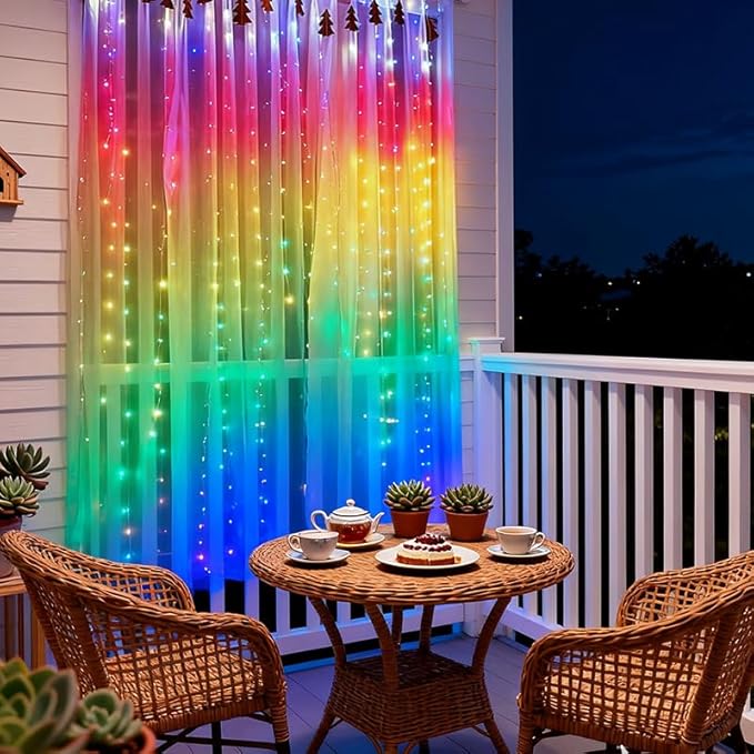 300LED Fairy Curtain Lights, 9.8x9.8Ft Warm White USB Plug in 8 Modes & Timer - Image 8