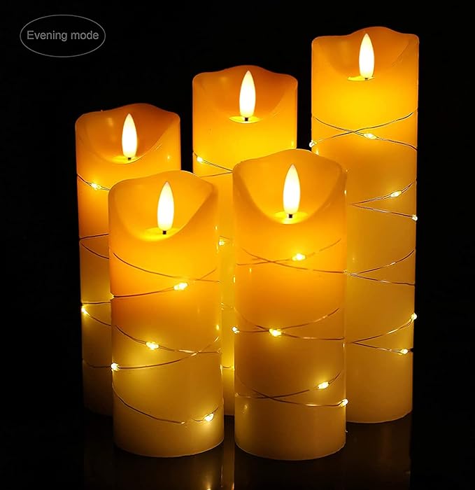danip flameless Candle, with Embedded String Lights, 5-Piece LED Candles - Image 3