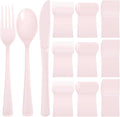 Supernal 300 Pieces Pink Plastic Silverware Heavy Duty Disposable Silverware by supernal