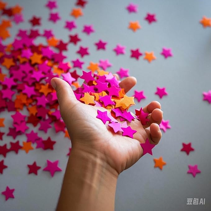Hot Pink Orange and Pink Star Confetti - Image 3
