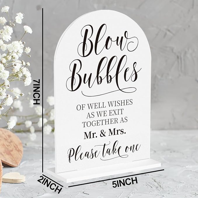 Wedding Blow Bubbles Sign, Blow Bubbles Desk Decor, Wedding Ceremony Party - Image 2