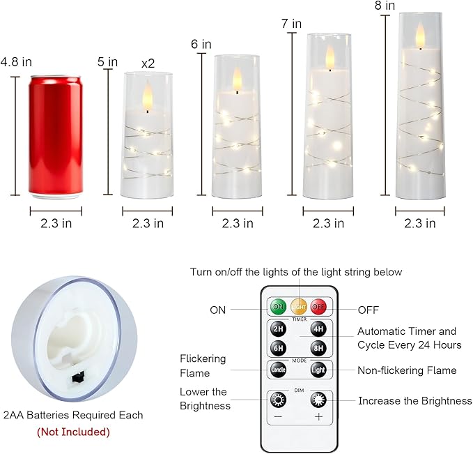 Raycare Flameless Candle with Remote Timer – 5 Flickering Acrylic Battery - Image 7