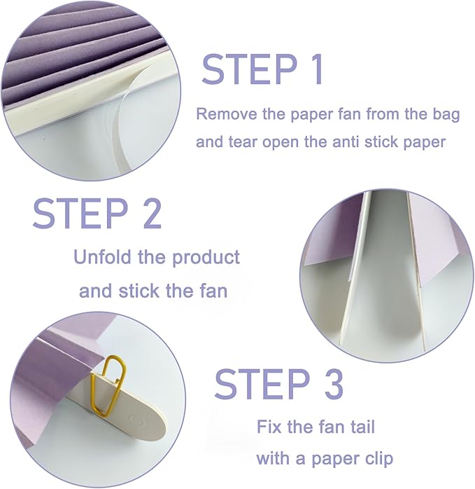 Purple Birthday Decorations, DIY Purple Paper Fans Hanging Decoration, Party - Image 3