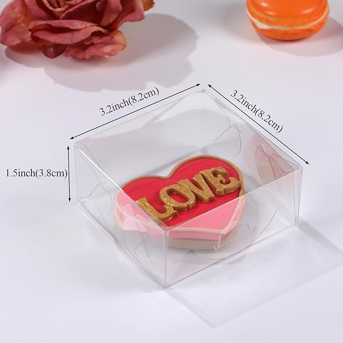 RomanticBaking 3¼"x3¼x1½50PCS Full Clear Cookie Boxes Soap Boxes Chocolate - Image 2