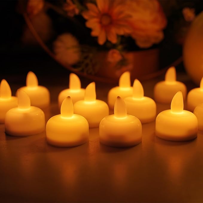 48pcs Warm White Flameless Waterproof LED Floating Tealights Candles - Image 5