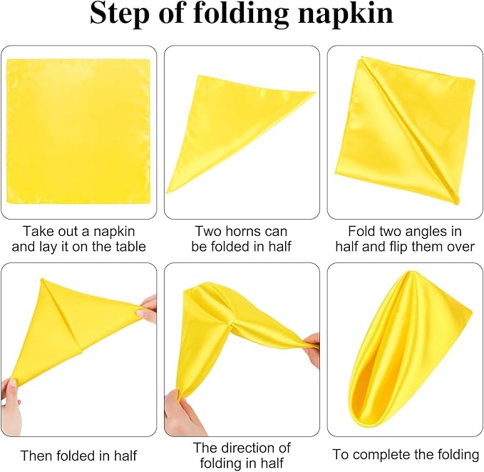 Aneco 12 Pieces Satin Napkins Soft Dinner Napkins Multicolor Square Weddings - Image 4