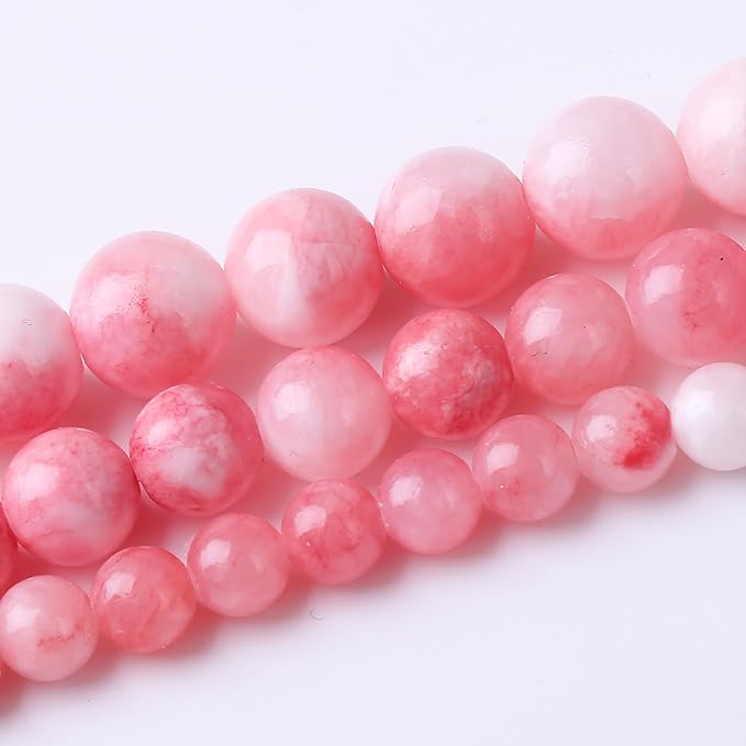 Pink Persian Jade Stone Beads Gemstone Round Crystal Energy Jade Beads Stone - Image 2