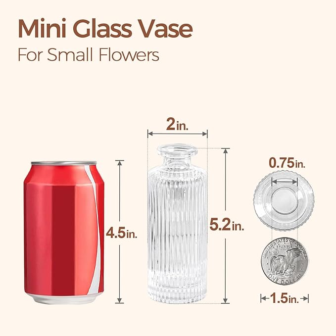 ComSaf Small Vases for Flowers Mini Clear Glass Bud Vases in Bulk, 5.2 inch - Image 3