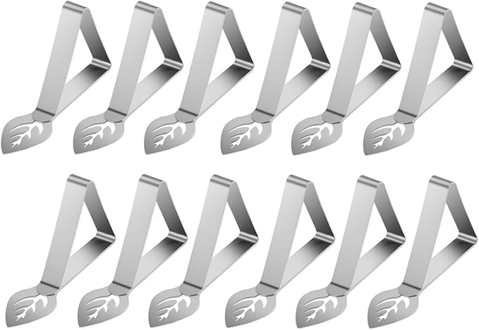 Tablecloth Clips 12 Pack, Heavy Duty Stainless Steel Picnic Table Cloth Holder - Image 7