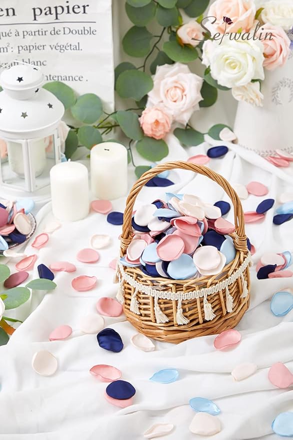 Serwalin 500pcs Silk Rose Petals Artificial Flower Pink Navy Blue - Image 3