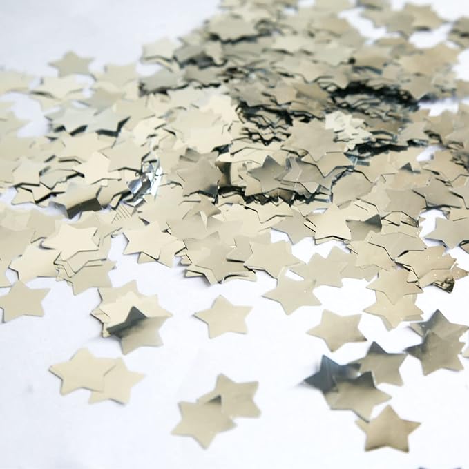 Silver Star Confetti, Foil Glitter Table Confetti, Sparkling - Image 2