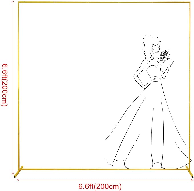 Wedding Arch Backdrop Stand 6.6x6.6 FT Gold Square Balloon Arch Frame - Image 2