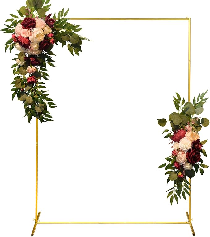 Metal Wedding Arch Backdrop Stand 6.6x5 FT Gold Square Balloon Arch Frame by CHUNQIANGCAIDESIGN
