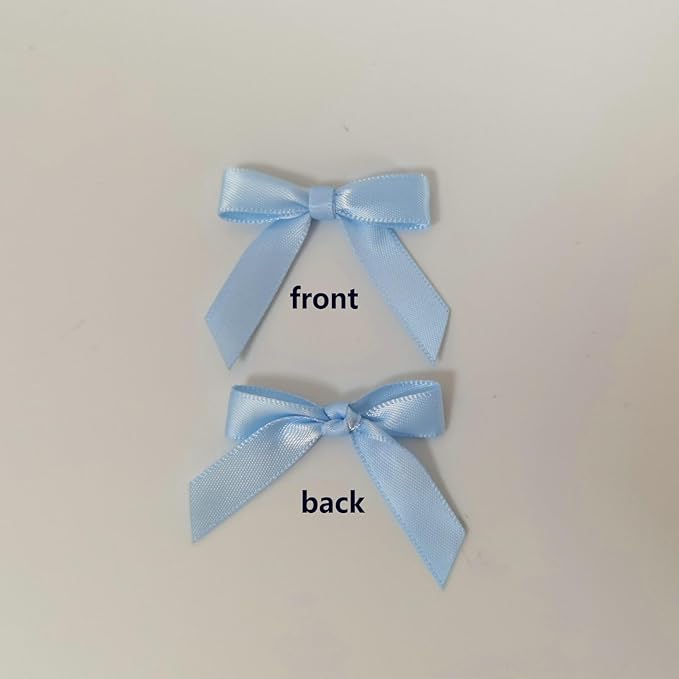 50pcs 1-1/2" Mini Light Blue Satin Ribbon Bows Without Twist Ties - Image 4