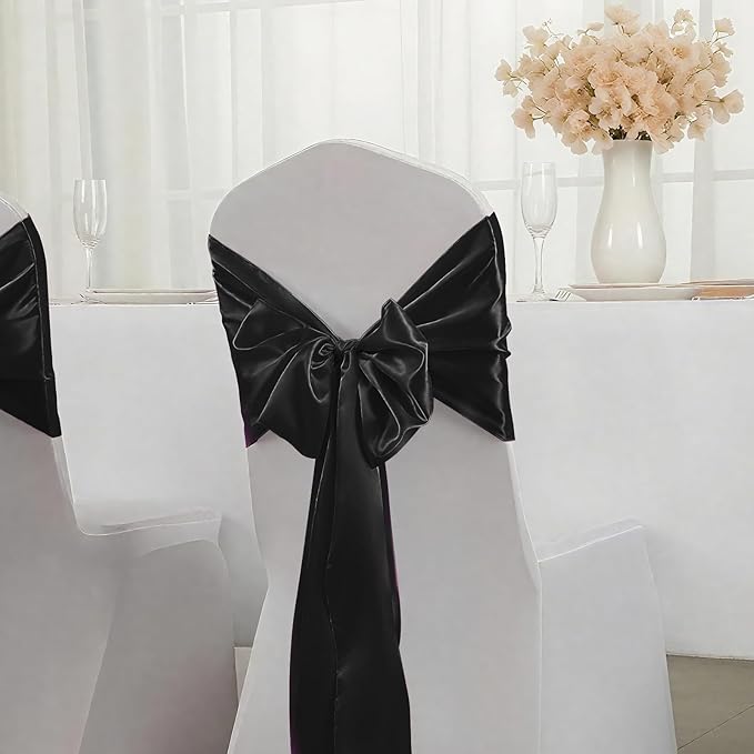 SHEJIZE 2 Pack Black Satin Table Runner 12x108 Inches Long, Bright Silky Smooth - Image 6