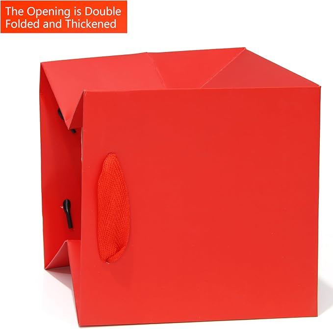 Red Paper Gift Bag Small Square Bottom Paper Bags - Image 6