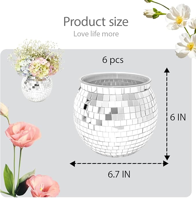 6 Pcs Disco Ball Vases, Office Table Decorations - Image 2