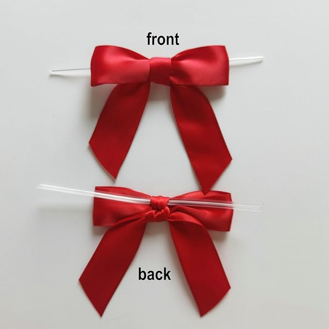 50pcs 3-1/2" Red Satin Ribbon Bows - Image 4