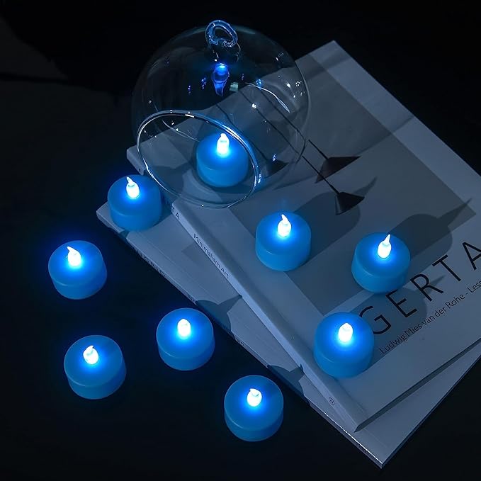 LED Tea Lights Candles- 24PACK Blue Flameless Candles Realistic and Bright - Image 4