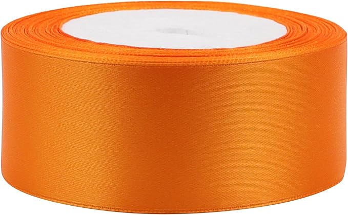 Orange Solid Satin Ribbon 1-1/2 Inch 25 Yards Solid Polyester Fabric Ribbon - Image 3