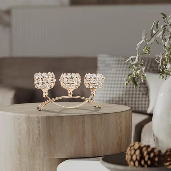 4Set Gold Crystal Candle Holders Decorative Candelabra - Image 9