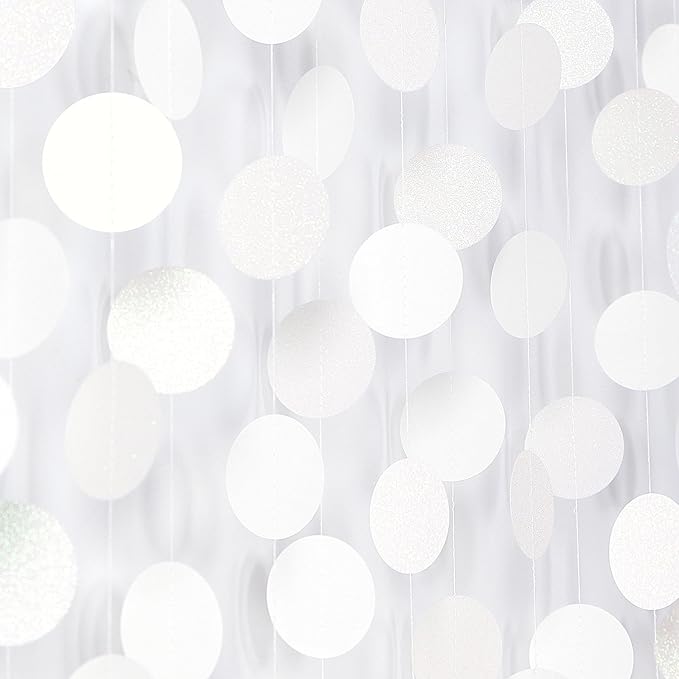White Glitter Party-Decorations Paper-Garland Streamers - 52ft Birthday Banner by Hugfond