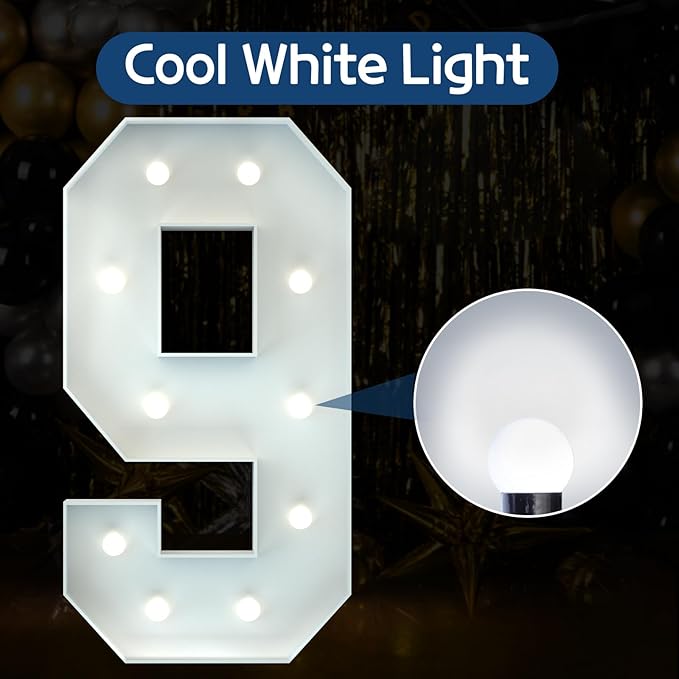 Marquee Numbers 4 Feet Tall Big Light Up Numbers 9th 19th 90th Happy Birthday - Image 2