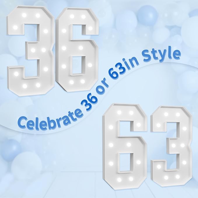 imprsv Marquee Numbers Large 36th-Birthday Decorations: 4ft Light Up Number - Image 6
