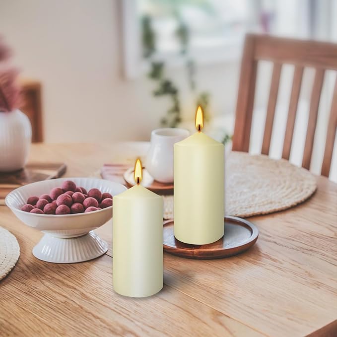 20 Packs 2 x 4 Premium Sense Unscented Ivory Tall Pillar Candles, Soy Wax - Image 7